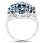 3.72 Carat Genuine London Blue Topaz .925 Sterling Silver Ring - Beaming Expressions