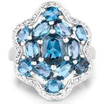 3.72 Carat Genuine London Blue Topaz .925 Sterling Silver Ring - Beaming Expressions