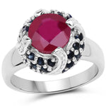 3.70 Carat Glass Filled Ruby and Blue Sapphire .925 Sterling Silver - Beaming Expressions