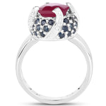 3.70 Carat Glass Filled Ruby and Blue Sapphire .925 Sterling Silver - Beaming Expressions