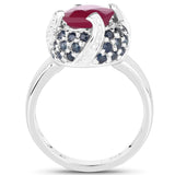 3.70 Carat Glass Filled Ruby and Blue Sapphire .925 Sterling Silver - Beaming Expressions