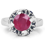 3.70 Carat Glass Filled Ruby and Blue Sapphire .925 Sterling Silver - Beaming Expressions