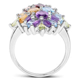 3.94 Carat Genuine Multi Stones .925 Sterling Silver Ring - Beaming Expressions