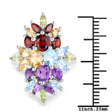 3.94 Carat Genuine Multi Stones .925 Sterling Silver Ring - Beaming Expressions