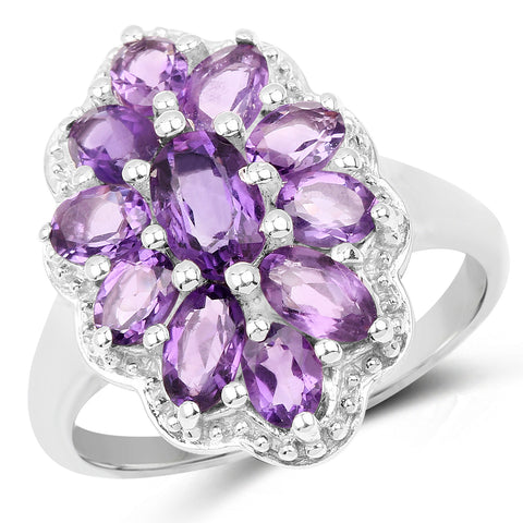 2.23 Carat Genuine Amethyst .925 Sterling Silver Ring - Beaming Expressions