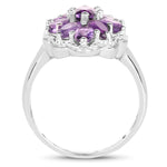 2.23 Carat Genuine Amethyst .925 Sterling Silver Ring - Beaming Expressions